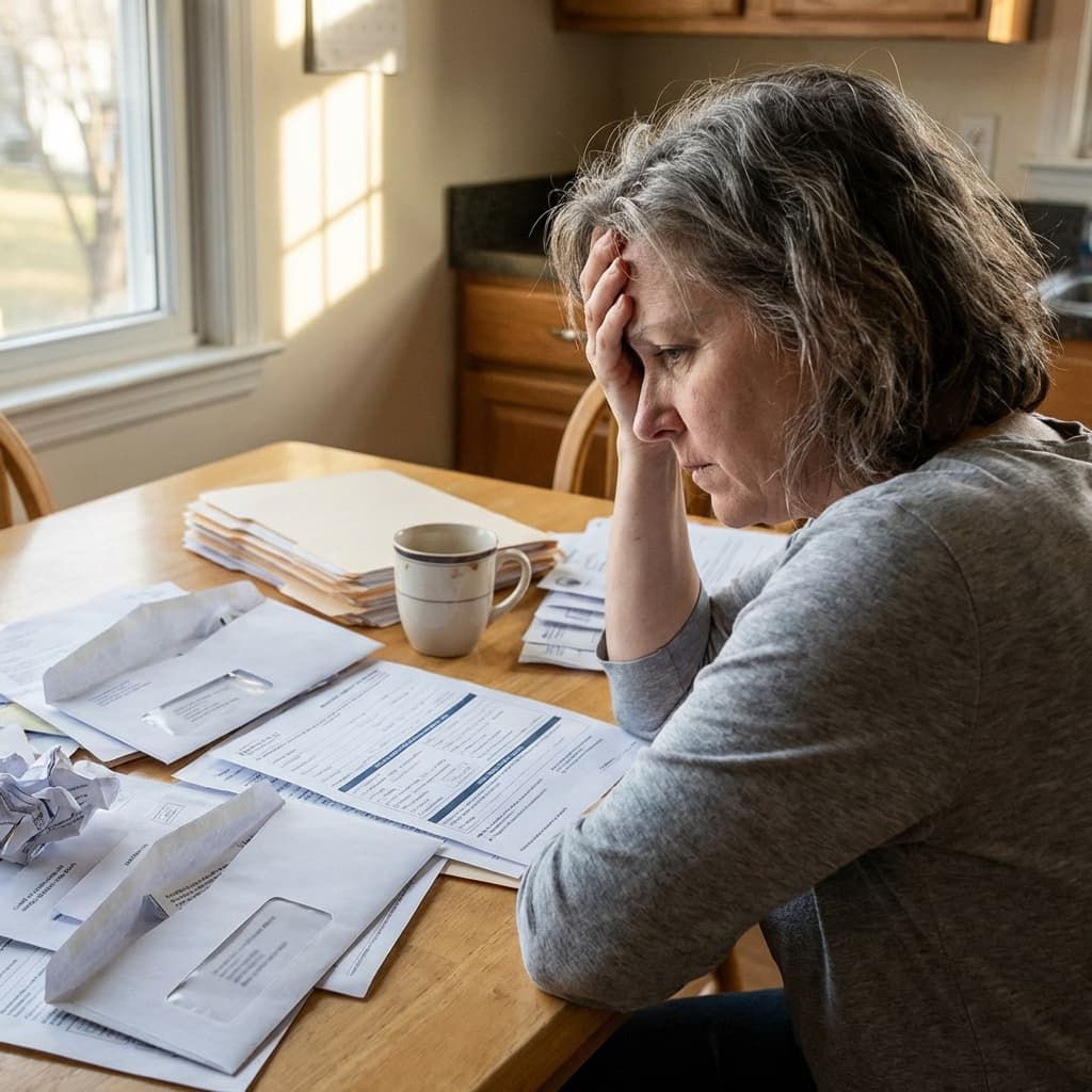 Woman struggling with medical bills